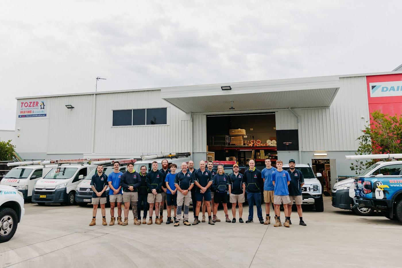 The TOZER team outside the Beresfield warehouse